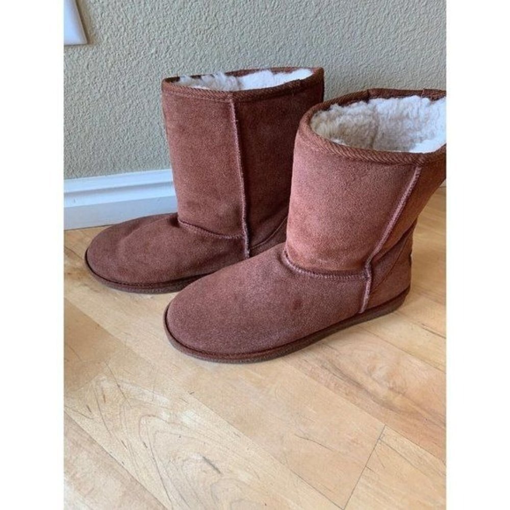 Tamarac Audrey Brown Suede Shearling Lined Winter Boots Size 9